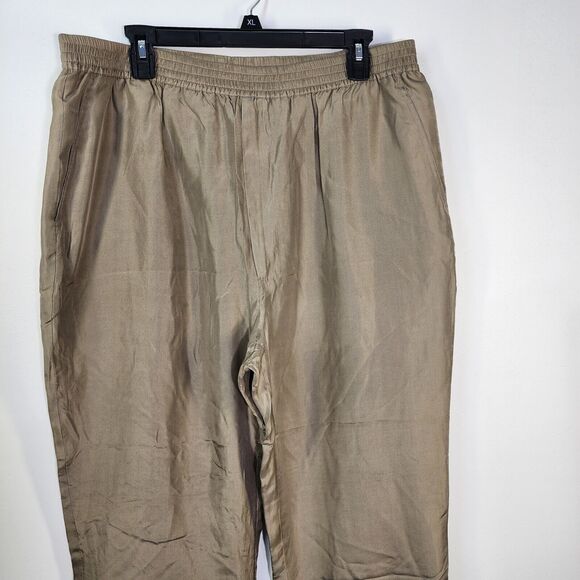 Personal Choice Womens Pants Size Large Tan 100% Silk Pull On Drawstring Lined - Picture 4 of 8
